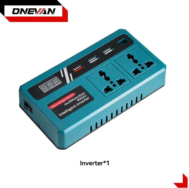 ONEVAN 110V-220V 50HZ 인버터 다기능 휴대용 전원 충전기 어댑터 마키타 배터리 핀용 범용 소켓, 01 Without Battery