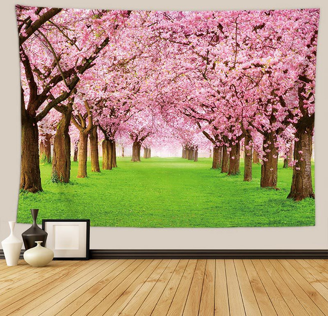 특대형 패브릭포스터 인테리어 소품 창문 바다, 01.벚꽃