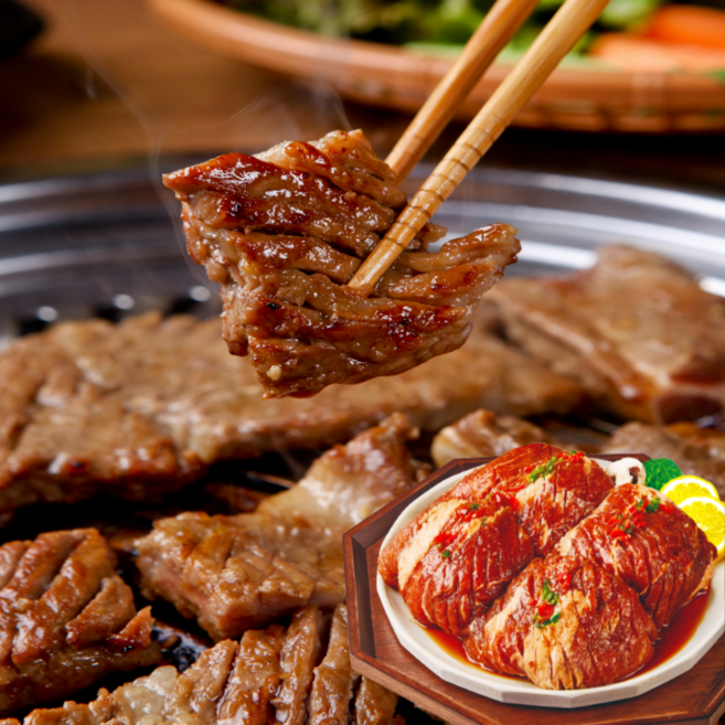 설악푸드 국내산 양념 돼지 갈비 왕구이 1.5kg 캠핑용 명절 부모님 선물, 1개