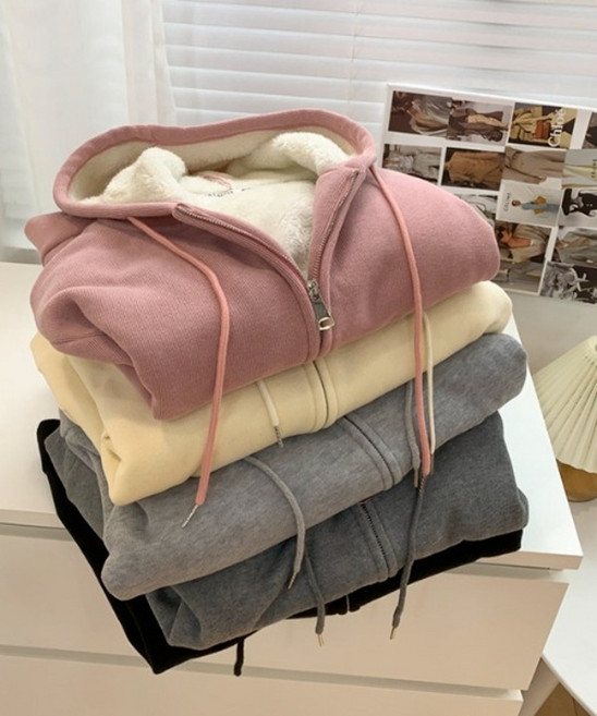 후드 양털 기모 스웻셔츠 맨투맨 후드티 안감 후드 루즈핏 램스울 지퍼 여성 기모후드 집업 점퍼