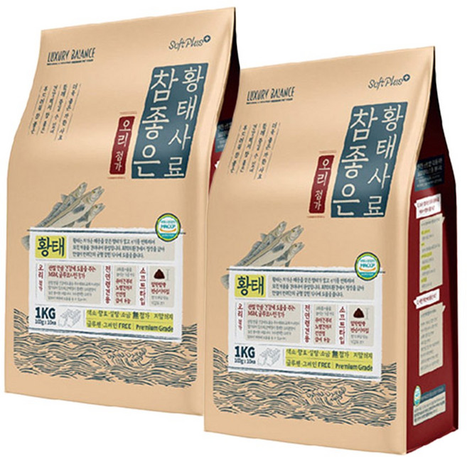 럭셔리발란스 전연령 강아지 소프트플러스 참좋은 황태 소프트사료, 오리, 1kg, 2개