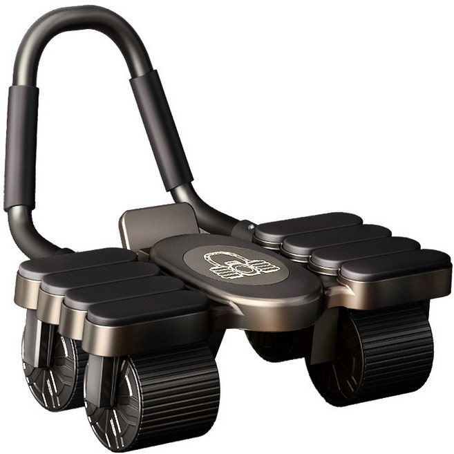 6륜 와이드 AB슬라이드 팔꿈치 지지대 8개 복근운동기구 홈트레이닝 저소음, 블랙, 0603J