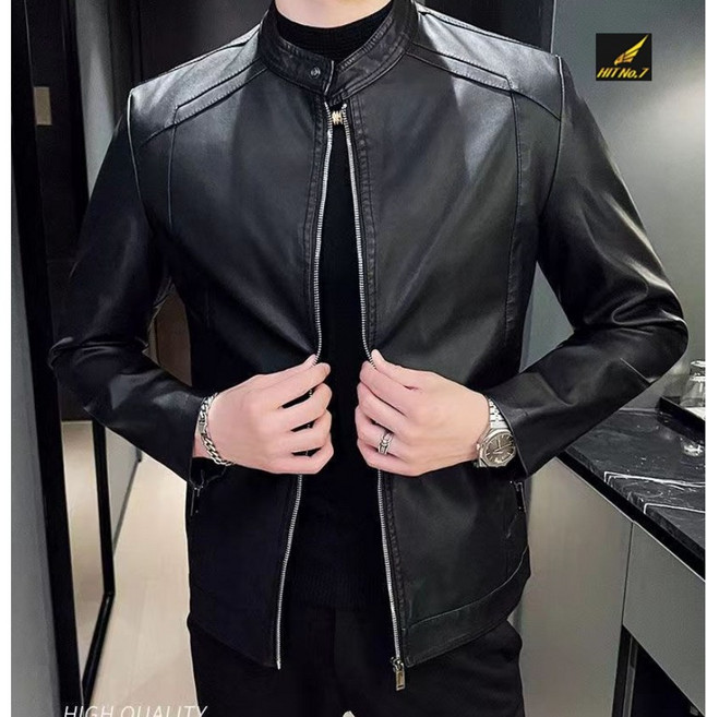 HIT No.7 프리미엄 슬림핏 남성 가죽자켓 기모 무스탕 바이크의류 라이더 항공 빅사이즈 차이나카라 점퍼 10PO, 110(3XL), 블랙(일반)