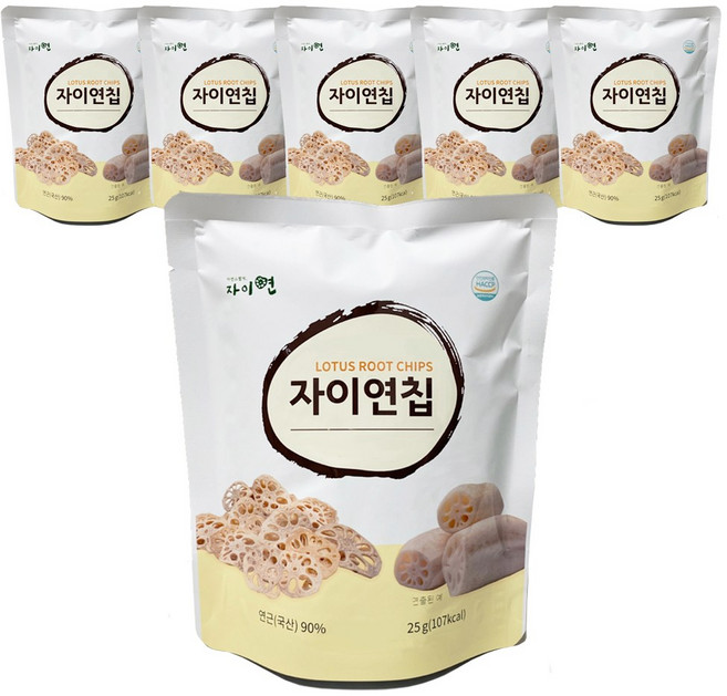 자이연팜 자이연칩 국산 연근칩, 6개, 25g