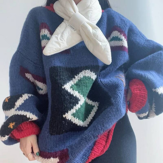 패딩머플러 워머 겨울 공용 심플 패딩 크로스 페더 스카프 보온 스타일 다운 넥 단색 방풍 숄 여성용