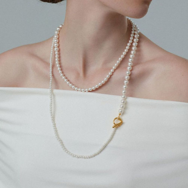 여성 진주 롱 레이어드 토글바 목걸이 A1803