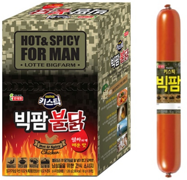 롯데 빅팜불닭 소시지 1200g (60gx20개), 60g, 50개