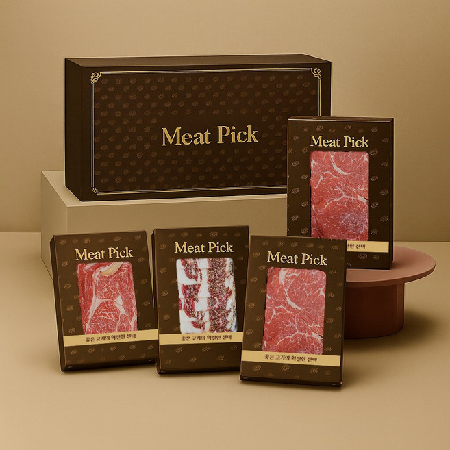 미트픽 1++ 한우구이 추석 명절 선물세트 B1호 등심+차돌박이+보섭살+도가니살, 1개, 800g