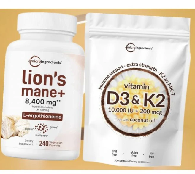 마이크로 인그리디언트 비타민D3 10000iu K2 200mcg 코코넛 오일 소프트젤 사자갈기 버섯 240, 마이크로 인그리디언트 비타민D3 10000iu K2 2, 240정 - 쿠팡