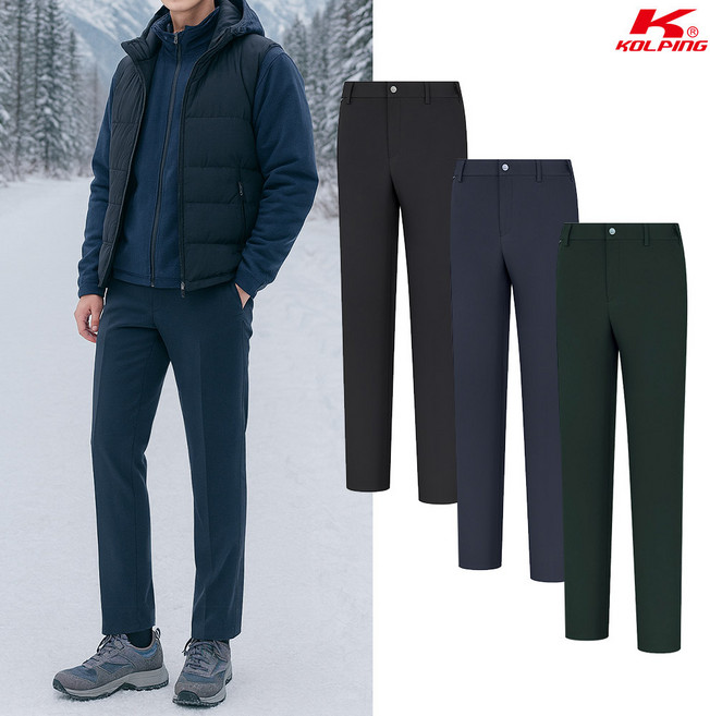 콜핑 2204PK873M 방한 보온 스판 히든밴딩 일자핏 본딩 남자 겨울 등산 기모바지