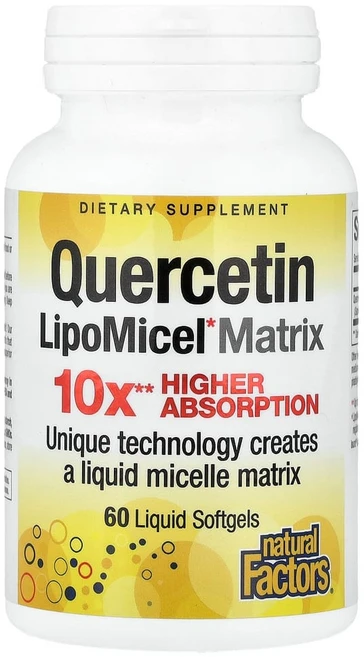 네추럴팩터스 퀘세틴 리포미셀 매트릭스 10x 하이어 앱솔션 리퀴드 소프트젤, 60정, 1개 - 쿠팡