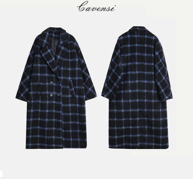 Cavensi 格紋羊毛大衣外套