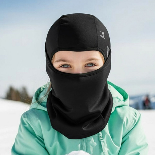 알앤엘 유아 주니어 도톰 기모 바라클라바 스키마스크 겨울 방한용, 블랙, FREE(6~15세용), 1개