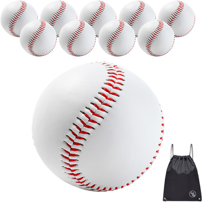 VITALO 올플레이 연식구 연습용 소프트 하드 야구공 캐치볼 10P (PGN짐쌕가방 지급), 10개, PGC1320