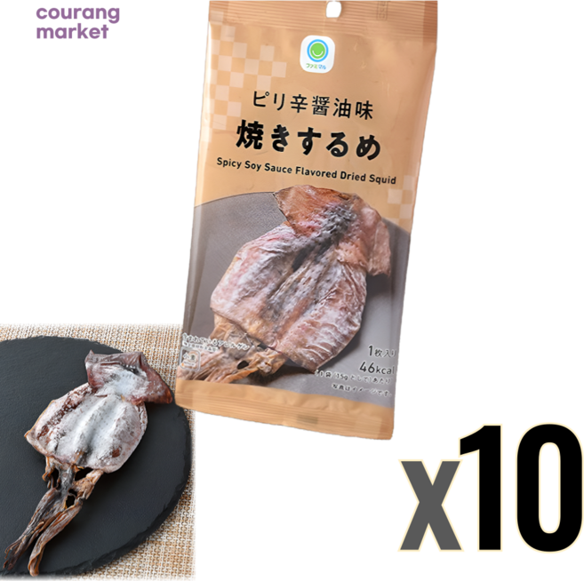 일본 패밀리마트 야키 스루메 매콤간장맛 구운오징어, 15g, 10개