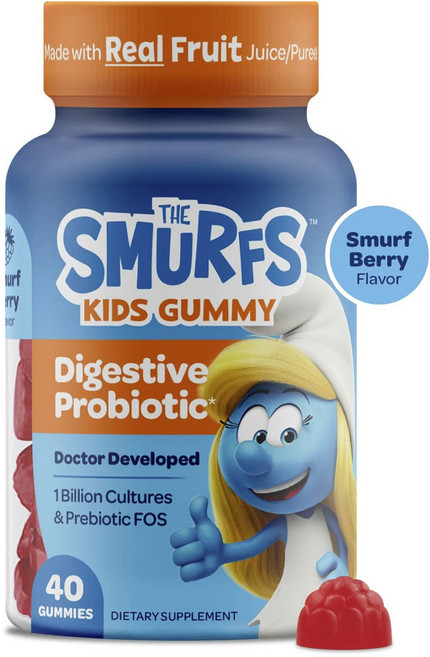 스머프 어린이 소화 유산균 10억 컬쳐 & 프리바이오틱 FOS 베리 맛 구미, 40정, 1개