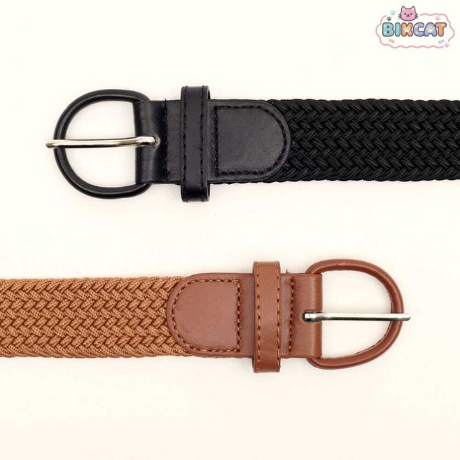 여성 꽈배기 벨트 2p 세트 데일리 핀버클 가죽 배색 캐주얼 검정 브라운 빅캣마켓