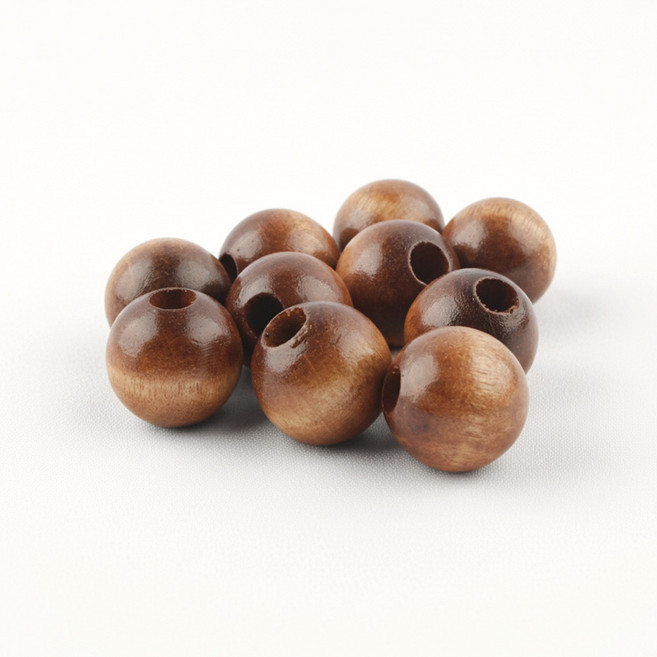 [국산]나무 구슬 우드비즈 구슬 원목 질감 DIY 핸드메이드, 1세트, K 나무구슬20mm-밤색(10개)