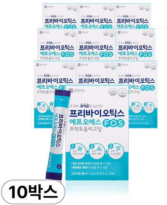 종근당건강 프리바이오틱스 에프오에스 유산균, 150g, 10개