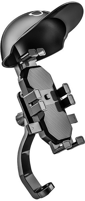 Surkat햇빛가리개 빗물차단 오토바이 자전거 휴대폰 거치대, 백미러형, 1개, 블랙