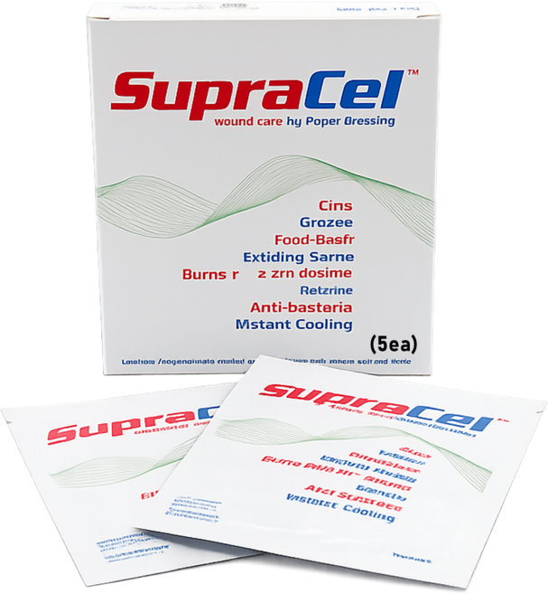 [의료기기] 슈프라겔&슈프라셀 상처드레싱 화상 연고 찰과상 욕창 발진 진물 치료 FDA승인 하이드로겔 창상피복재 상처 케어, 1세트, SupraCel * 5매