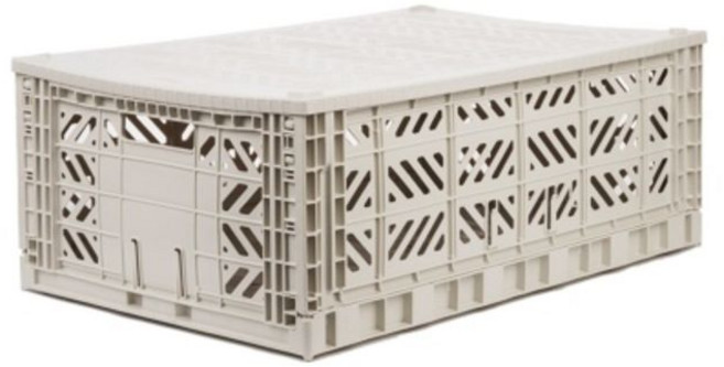 아이카사 폴딩박스 덮개 L light grey 라이트그레이 수납박스 수납바구니 수납함 정리함, 1단