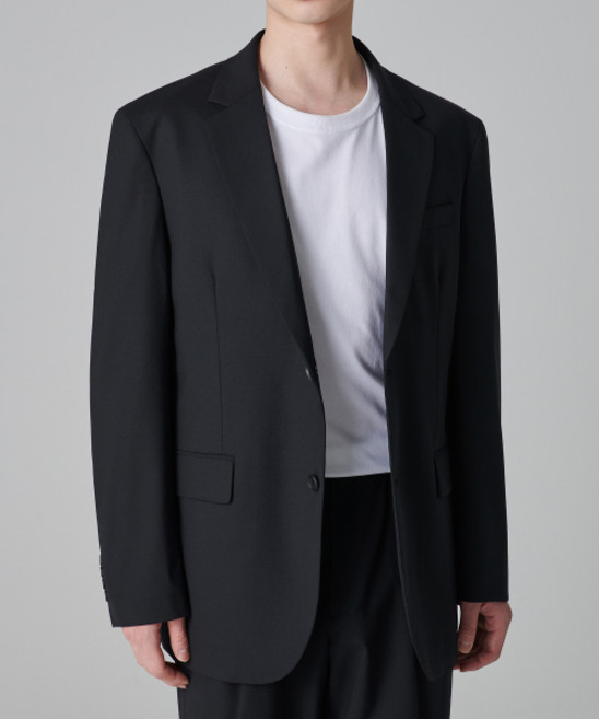 무신사 스탠다드 썸머울 릴렉스드 베이식 블레이저 블랙 497707