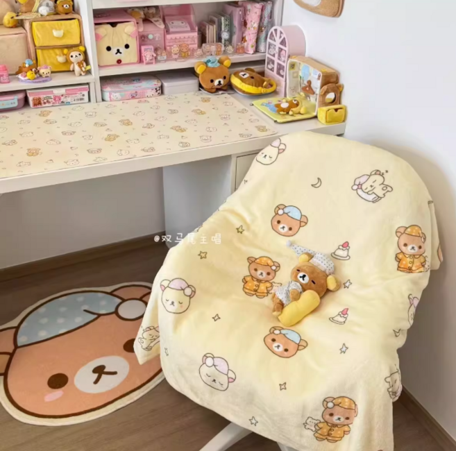 리락쿠마 극세사 담요 무릎 담요 겨울 귀여움 가득한 캐릭터 디자인 부드러운 극세사 원단