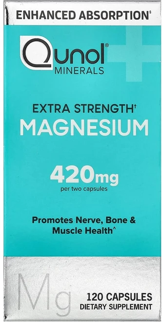 퀴놀 마그네슘 엑스트라 스트렝스 210 mg 120 캡슐, Qunol (퀴놀) Qunol, 마그네슘, 엑스트라 강, 1개 - 쿠팡