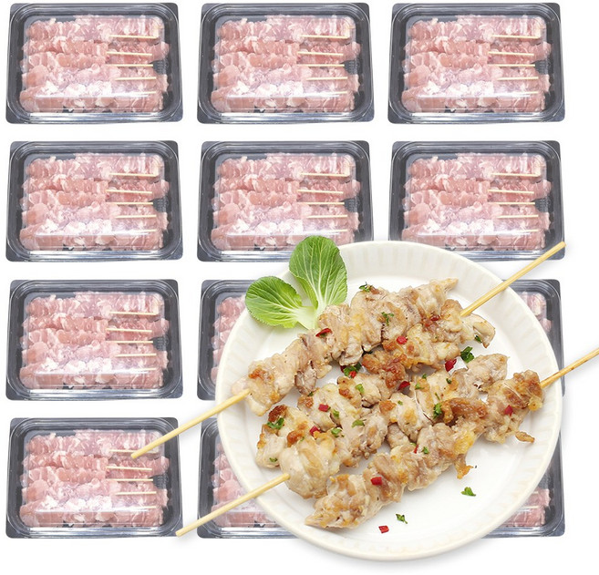 가나안식품 업소용 닭목살꼬치 20팩 냉동 닭꼬치 숯불 캠핑 파닭 데리야끼, 400g