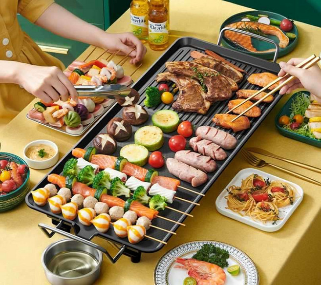 원룸 가정용 연기안나는 전기그릴 고기 불판 바베큐, 특대형 3-10인 스탠다드, 1개
