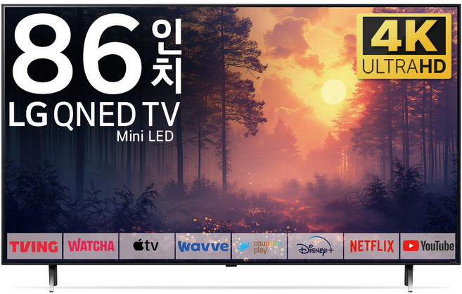LG TV 217cm(86인치) 퀀텀닷 나노셀 4K 미니 LED 스마트 티비 86QNED85 로컬변경, 방문설치, 벽걸이형
