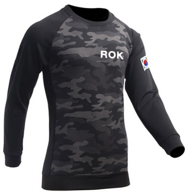 맨투맨 기모 발열 스판 검정 멀티캠 ROK 긴팔 군대 군인 로카 티셔츠