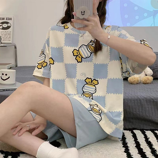 i揪團 K17夏季薄款女生睡衣套裝 短袖短褲可愛卡通居家服兩件式