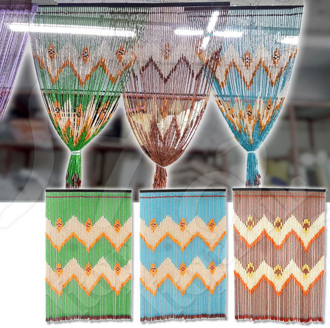 목각 문발 90x135 목각발 목각구슬 현관문 식당 출입문 장식