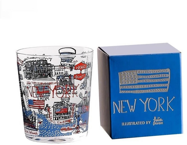 페어리아일랜드 일본제조 줄리아 가쉬 세계 도시 일러스트 위스키 온더락 글라스, 1개