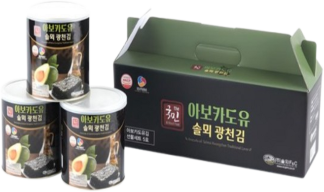 더국민 아보카도유 솔뫼 광천김 캔 3p 선물세트 1개 90g, 1세트
