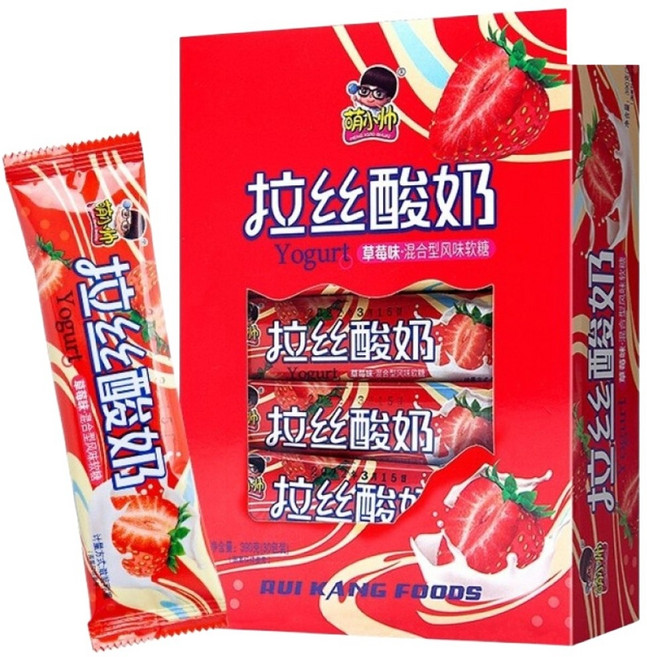 老酸奶風味拉絲軟糖 Q彈酸甜 獨立包裝方便攜帶 芒果口味 休閒零食, 14g, 1個