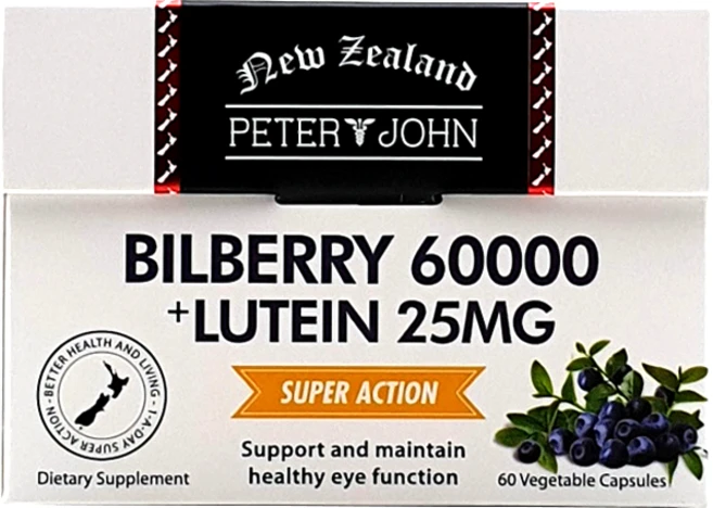 피터앤존 빌베리 60000mg 루테인 25mg Peter and John Bilberry lutein, 1박스, 60정 - 쿠팡