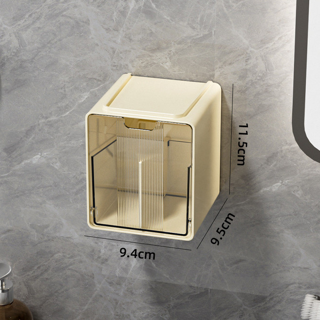 浴室壁掛收納盒 衛生間免打孔化妝品置物架 鏡櫃下收納櫃, 奶油黃【懸掛款】, 1個