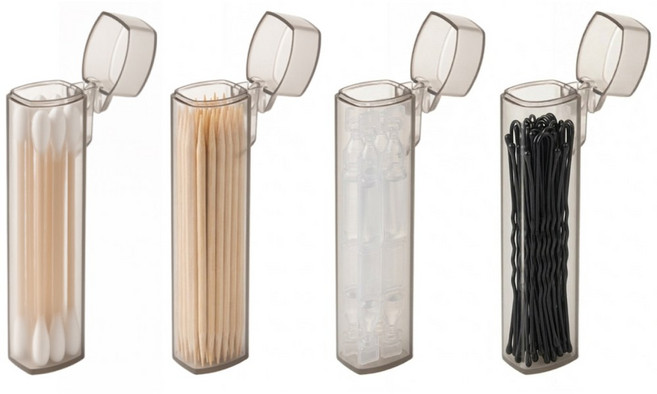 휴무드 휴대용 면봉케이스, 4개, 반투명