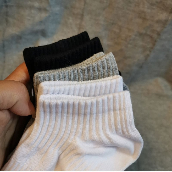 純棉運動襪 三雙裝 男女款 純色 不起球 全棉 白色