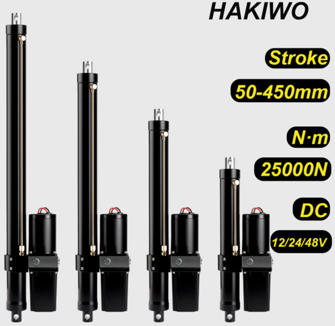 리니어모터 전동실린더 전기 HAKIWO 25000N 선형 액추에이터 IPX6 12V 24V 48V 유압 실린더 50mm 100mm 150mm 250mm 450mm 스트로크 태양광, Stroke 100mm, 25000N 6mm s, [00] 12V