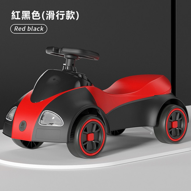 淘氣寶貝 0136復古雙色學步車 帶燈光音樂 四輪平衡車, 紅黑色, 1個