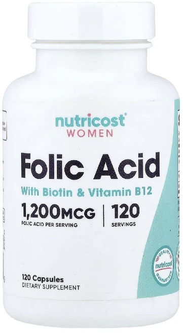 뉴트리코스트 Nutricost 여성 비오틴 비타민B12 메틸코발라민 엽산 120정 1개 - 쿠팡