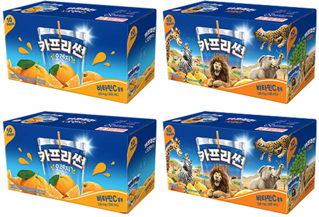 카프리썬 오렌지 200ml 10입 2개 + 사파리 200ml 10입 2개 (총 40개), 카프리썬 오렌지 200ml, 10입 , 2개 + 사파리