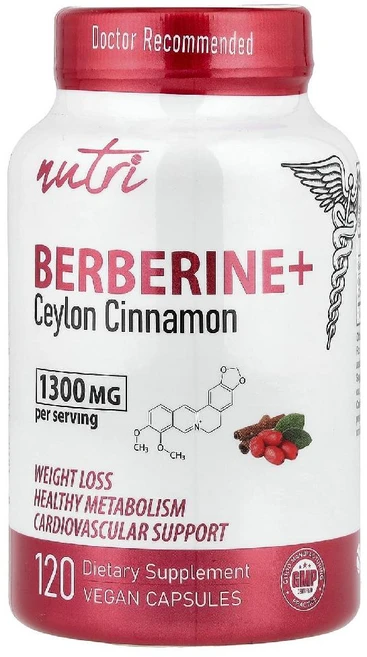 뉴트리 베르베린 실론시나몬 Berberine Ceylon Cinnamon 베지 120정, Nutri (뉴트리) Nutri, 베르베린+, 시나몬, 1, 120 - 쿠팡