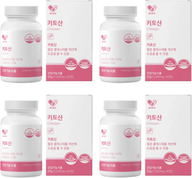 혈중 콜레스테롤 개선 헬시알엔 키토산 60정, 4개