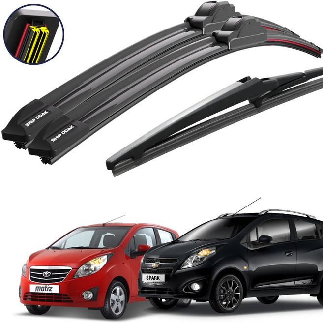 쉽딱 트리플 전면 후방 와이퍼 3P 세트, 스파크/마티즈크리에이티브(09~15)