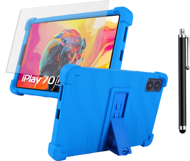 ALLDOCUBE Iplay70 Mini Ultra 거치대 범퍼 케이스 + 저반사 매트 필름 + 터치펜, BLUE, 1세트